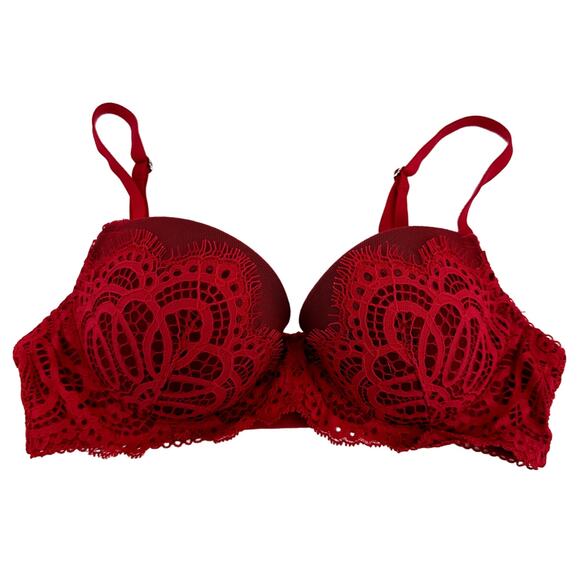 Victoria's Secret Dream Angels Lined Demi Bra Floral Lace Underwired Red 32C - Picture 1 of 5